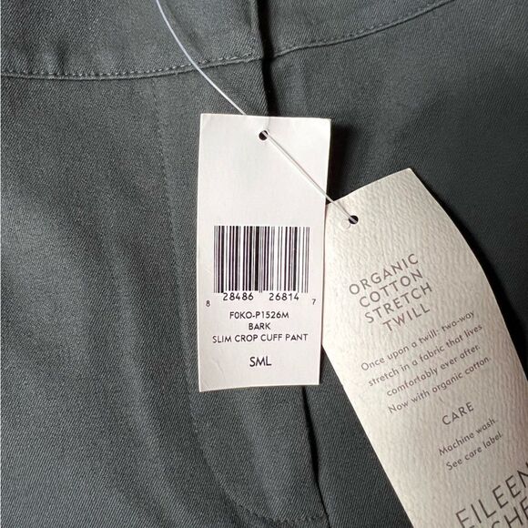 Eileen Fisher Slim Crop Cuffed Pants in Bark Size Small NWT - Picture 4 of 6